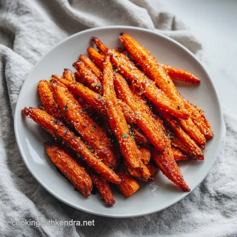 Glistening glazed carrots, perfectly tender, artfully arranged on a white plate, hinting at sweet, earthy flavors.
