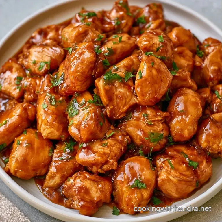 Succulent glazed chicken pieces arranged on a white plate with bright green steamed snap peas and white rice.