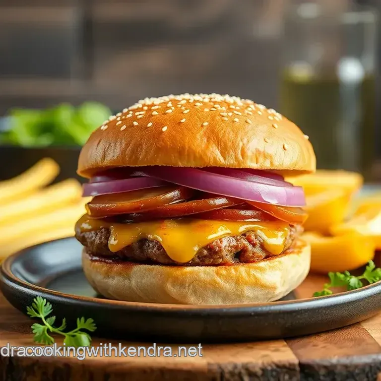 Grilled Beef Onion Swiss Burger Delight