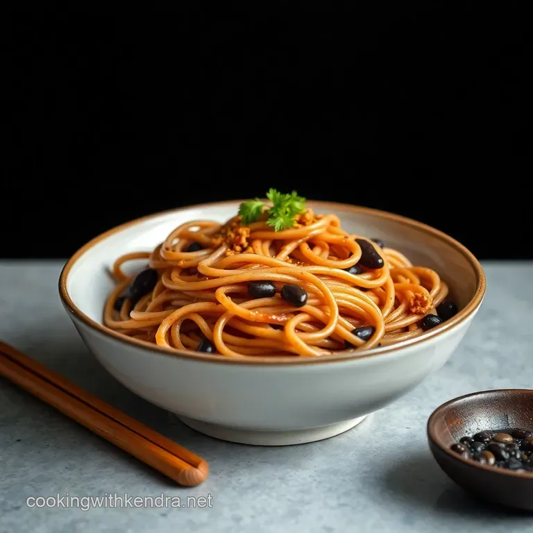 Jajangmyeon (Korean Noodles in Black Bean Sauce) presentation