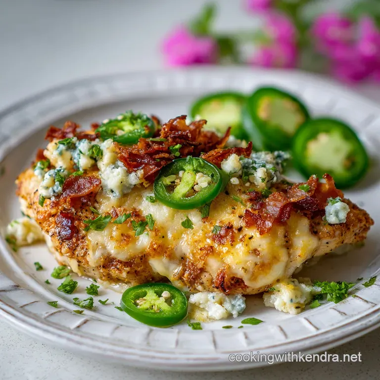 Plated chicken breast oozing with cheese, beside vibrant corn kernels and creamy sauce, a colorful and inviting dinner.