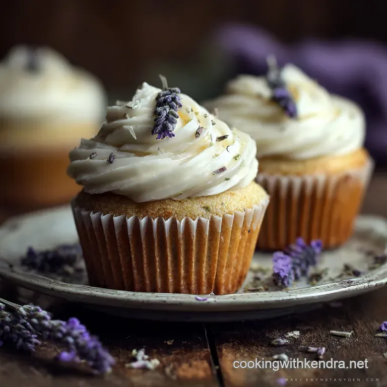 Delicate Lavender Cupcakes with Luxurious Vanilla Bean Buttercream presentation