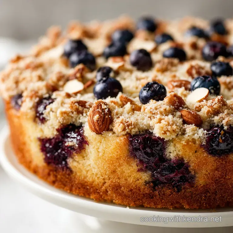 The Great British Blueberry Buckle Lemon Almond Coffee Cake presentation