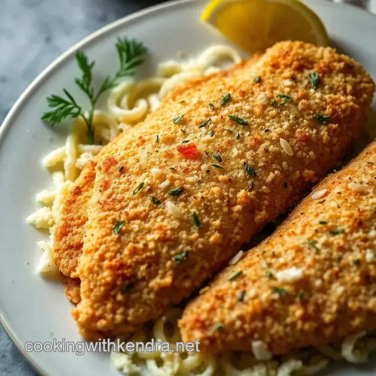 Lemon-Herb Chicken Schnitzel with Spring Greens Salad presentation