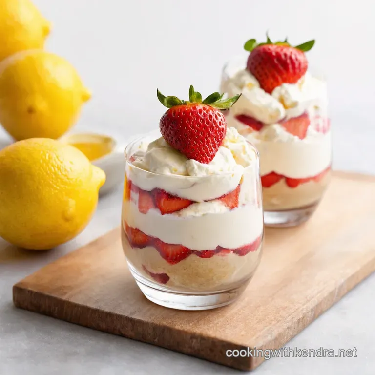 Lemony Strawberry Poke Cake Parfaits presentation