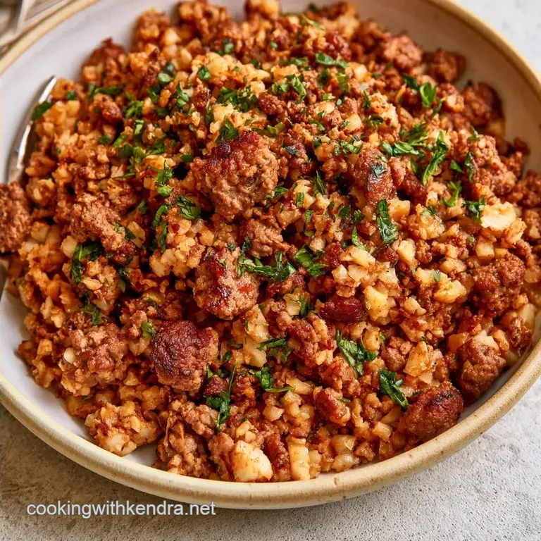 Creamy Low Carb Ground Beef Cauliflower Rice Casserole