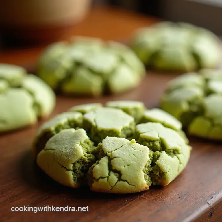 Matcha Magic Fluffy Crinkle Cookies with Cracked Tops presentation