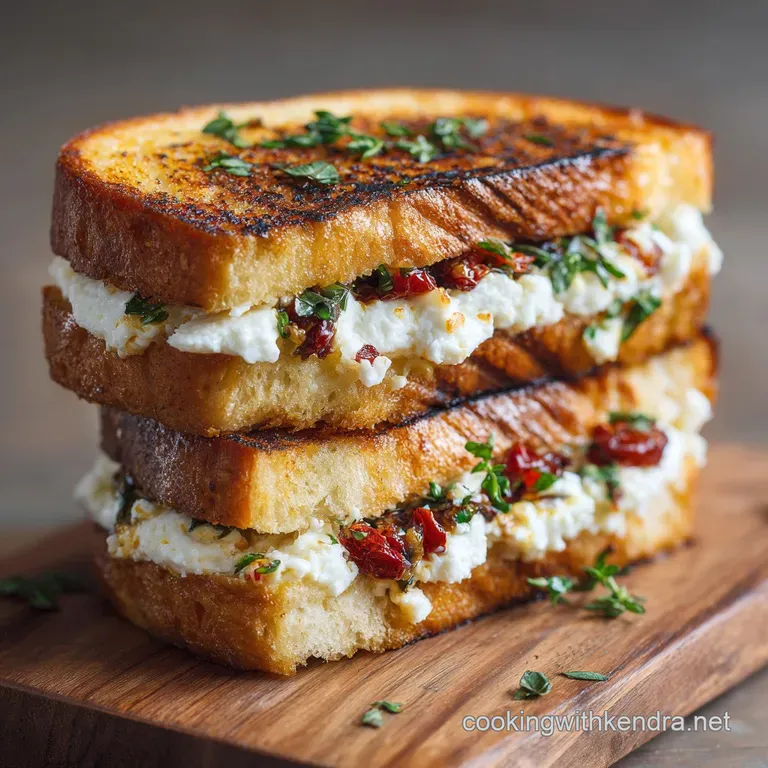 Mediterranean Grilled Cheese Sandwich the Feta Spinach Olive Toastie presentation