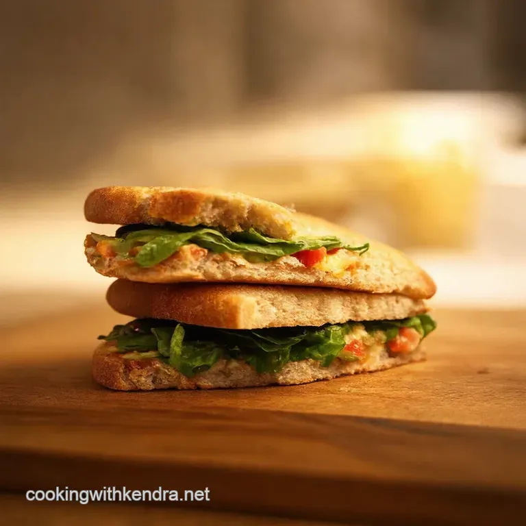 Mediterranean Grilled Chicken Flatbread Sandwich presentation