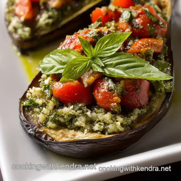 Mediterranean Stuffed Eggplant Boats presentation