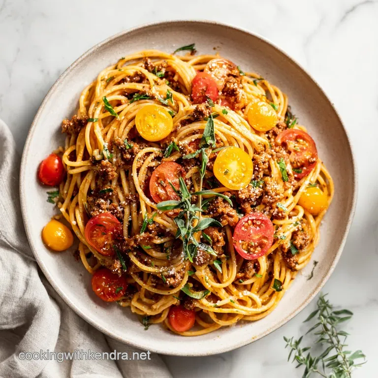 A golden-brown slice of spaghetti bake, topped with melted cheese and fresh parsley, elegantly plated.