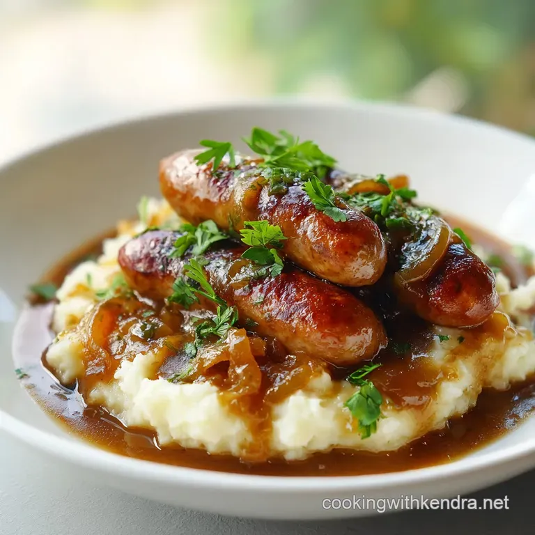 Mini Bangers and Mash with Onion Gravy
