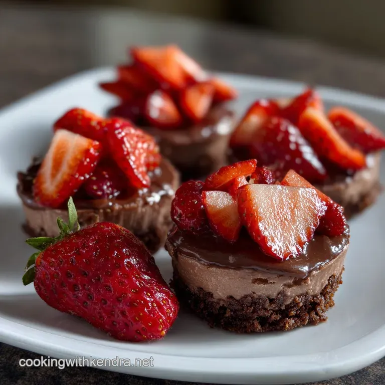 Easy Mini Chocolate Cheesecake Cups with Strawberries presentation