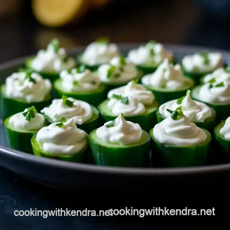 Mini Cucumber Bites with Herbed Cream Cheese presentation