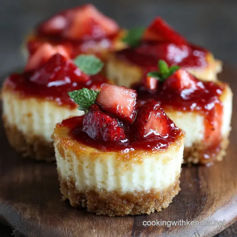 Mini Strawberry Cheesecakes: Strawberry Fields Forever Baked Minis presentation