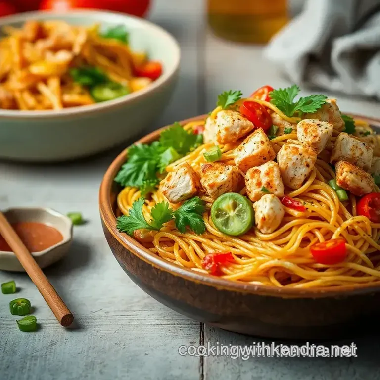 Mix Asian Chicken Salad with Crunchy Noodles presentation