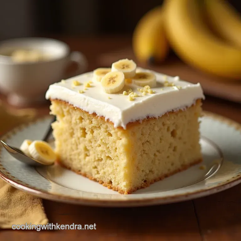 Properly Moist Banana Cake with Heavenly Vanilla Buttercream presentation