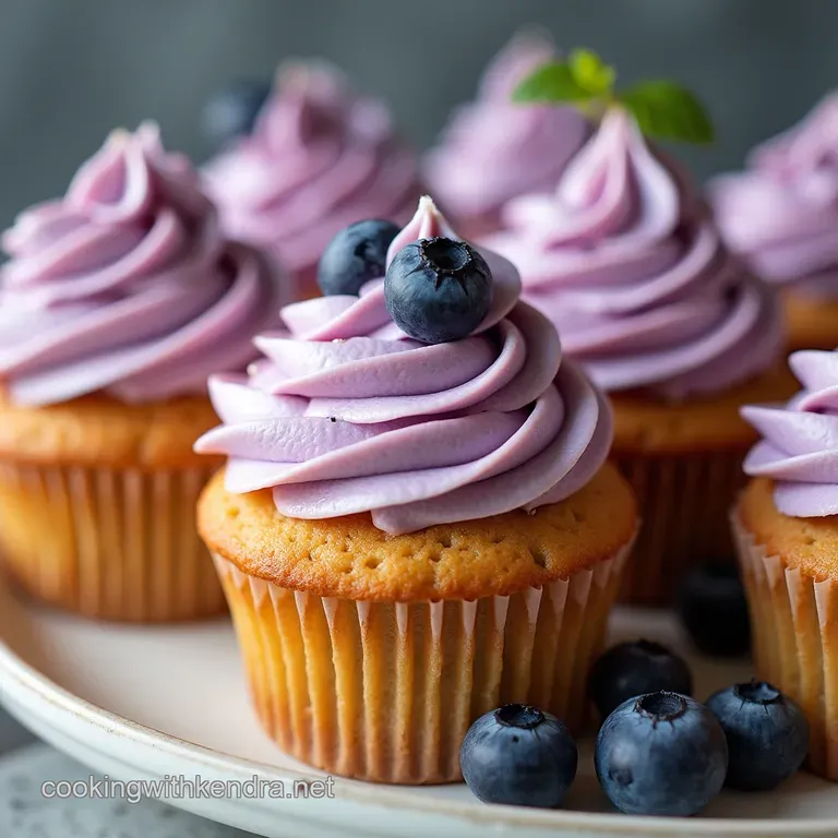Summer Garden Blueberry Cupcakes with Tangy Cream Cheese Swirl