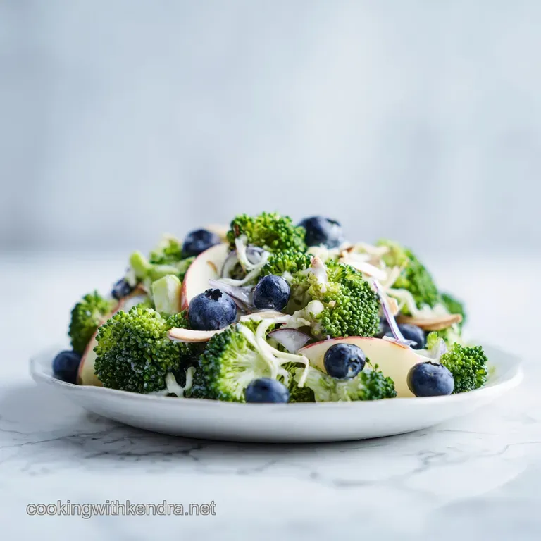 No Mayo Broccoli Salad with Blueberries and Apple