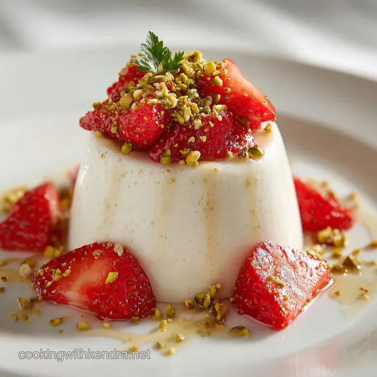 White Chocolate Mousse with Strawberries and Pista Cloudlike No Gelatine Required presentation