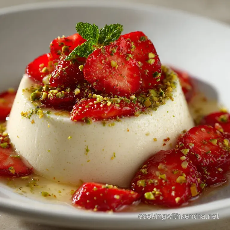 White Chocolate Mousse with Strawberries and Pista CloudLike No Gelatine Required