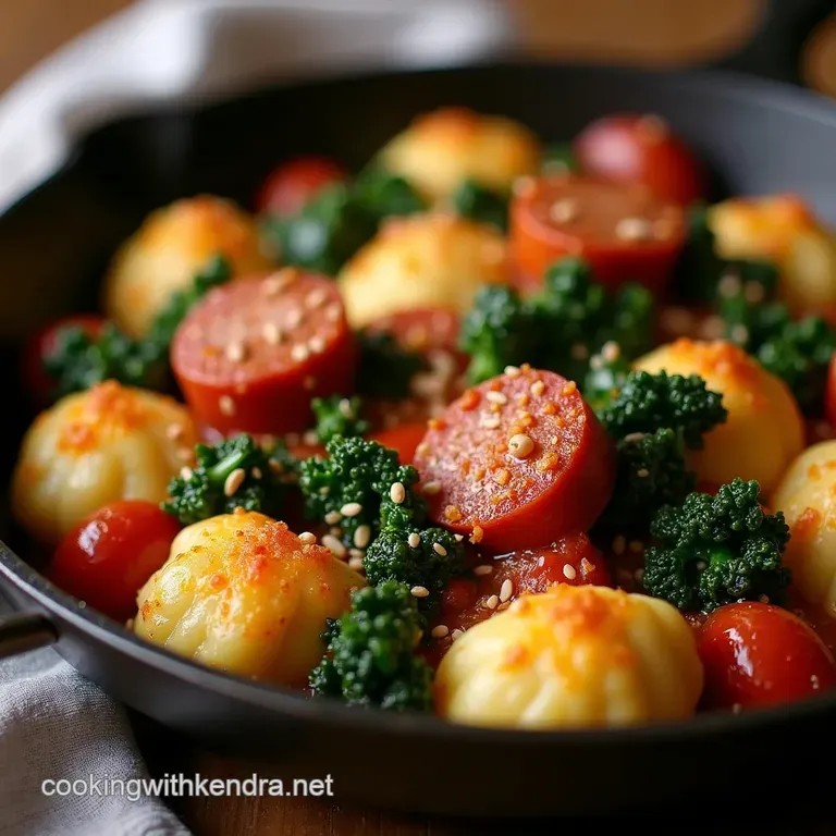 The Weeknight Warrior Onepan Crispy Gnocchi Spicy Sausage and Wilted Kale presentation