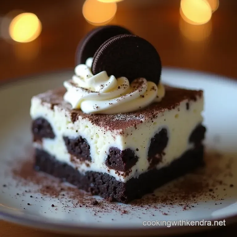 The Ultimate Black White Dream Oreo Pudding Poke Cake presentation