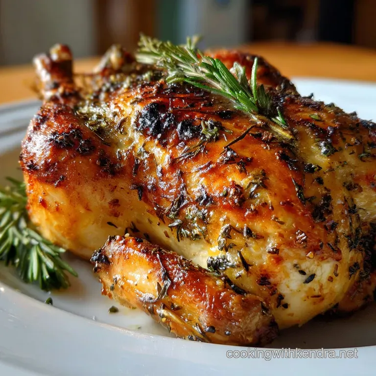 Oven Cooked Whole Chicken with Garlic and Herbs