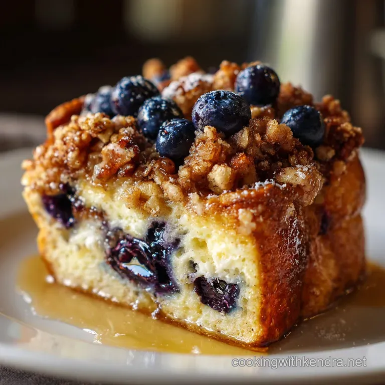 Overnight Blueberry French Toast Casserole with Brioche and Streusel presentation