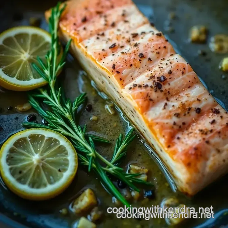 Pan-Seared Faroe Island Salmon with Lemon Herb Butter presentation