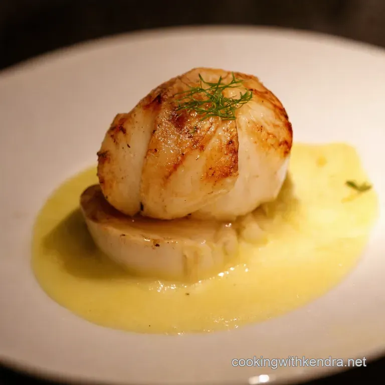 Panseared King Oyster Scallops with Lemongarlic Butter presentation