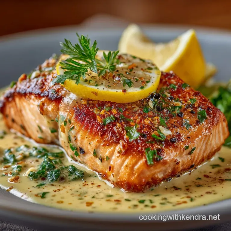 The Ultimate Panseared Salmon with Zesty Garlic Lemon Butter Sauce presentation