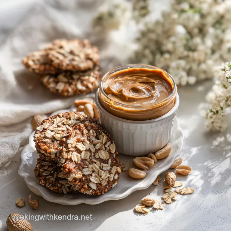 Neatly stacked no-bake protein balls on a white plate, sprinkled with extra oats, suggesting a healthy and delicious treat.