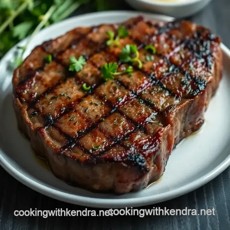 Perfectly Grilled Rib Eye Steak with Garlic Herb Butter presentation
