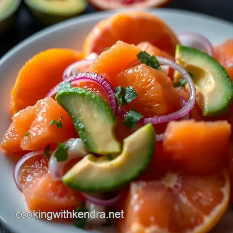 Pink Orange Citrus Salad with Honey Ginger Dressing presentation