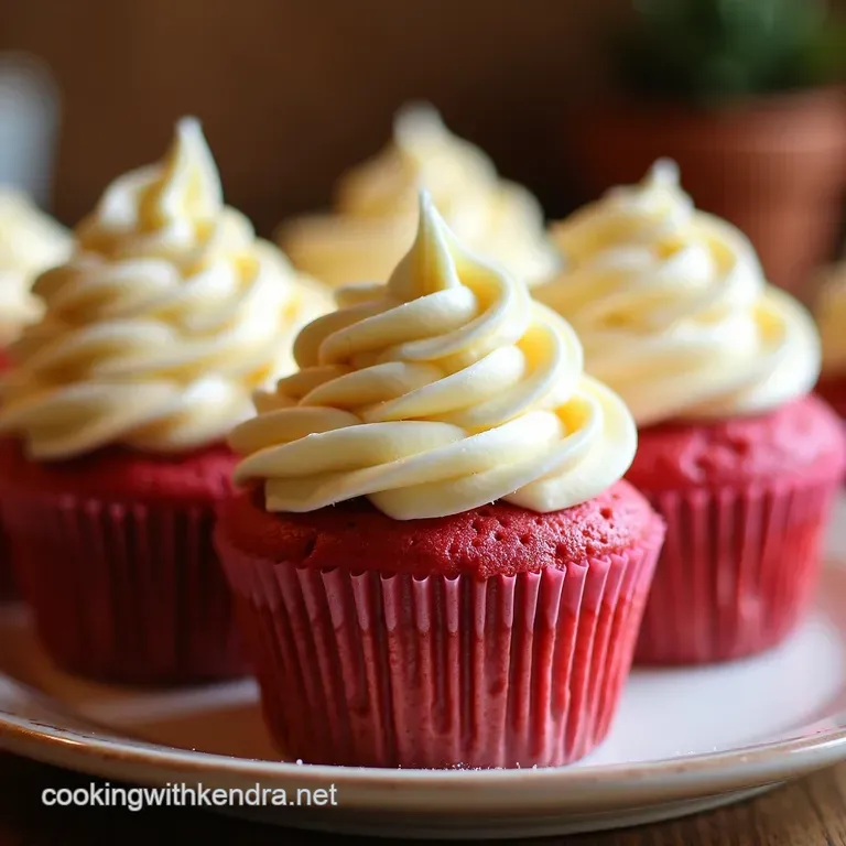 Pink Velvet Cupcakes with Dreamy Vanilla Buttercream presentation