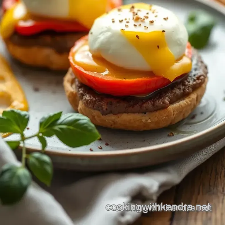 Sunny Spice Poached Eggs Benedict with Bell Peppers presentation