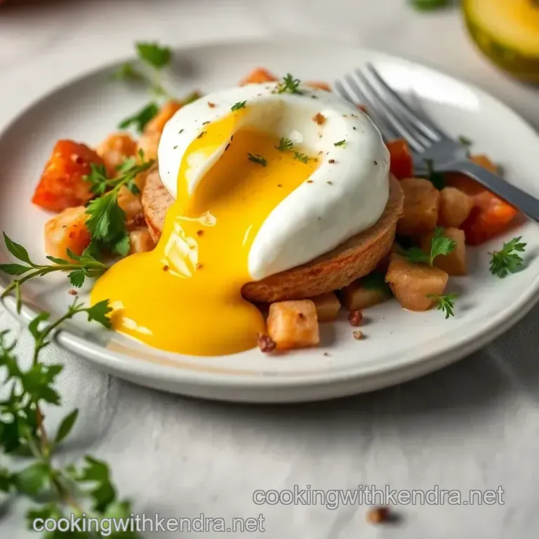 Tropical Sunrise: Poached Eggs with Ham and Pineapple Salsa presentation