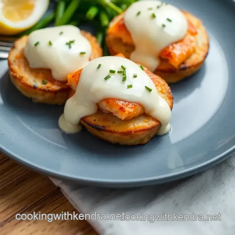Poached Salmon Benedict with Creamy Chive Sauce presentation