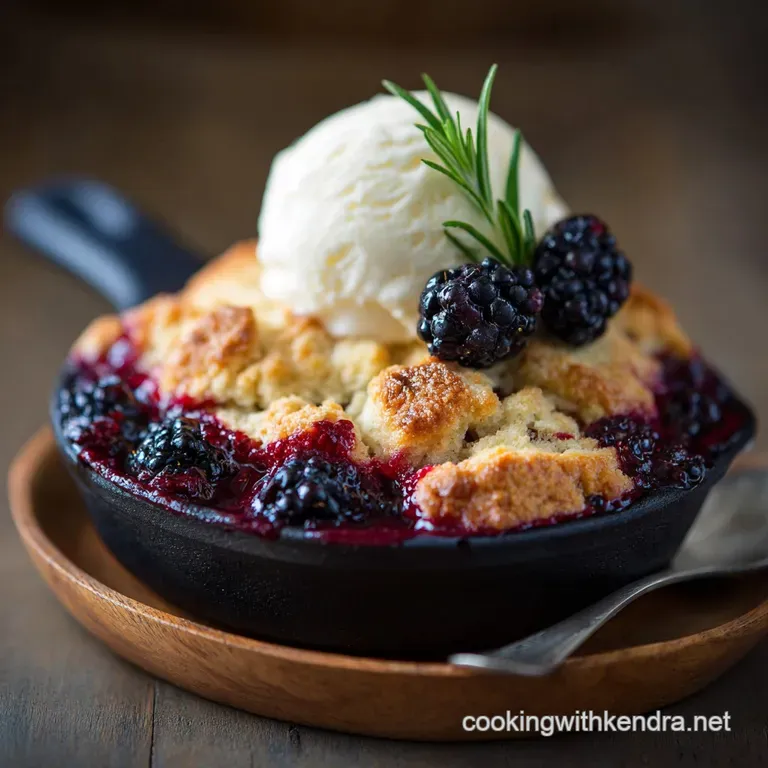 The Proper Country Blackberry Cobbler Served with Custard or Cream presentation