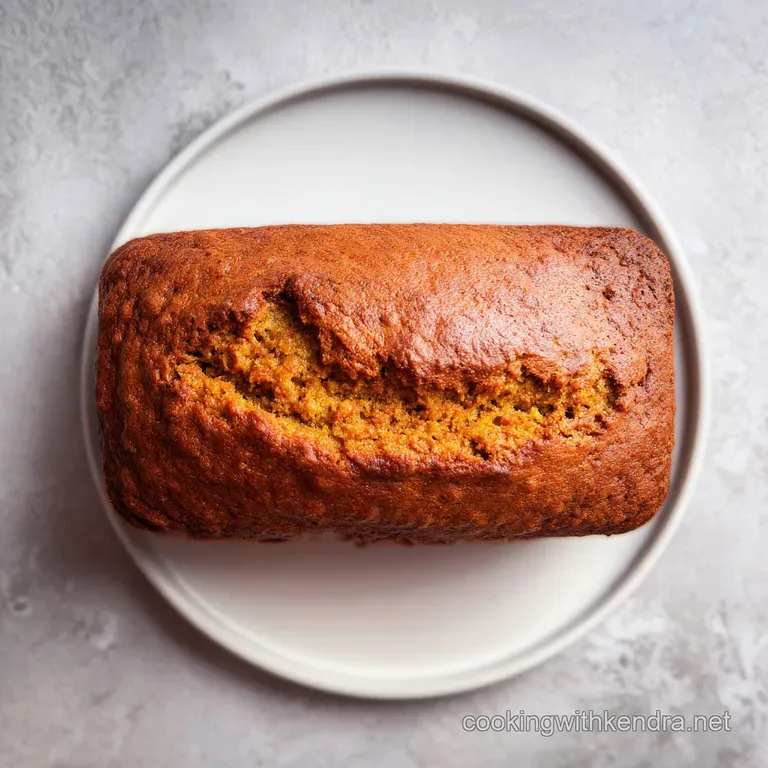 A moist slice of spiced pumpkin banana bread, artfully arranged with a dollop of whipped cream and a sprinkle of cinnamon.
