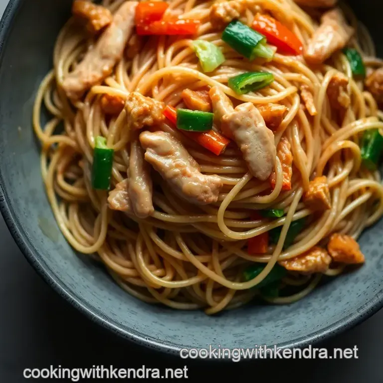 Quick and Easy Chicken Lo Mein presentation