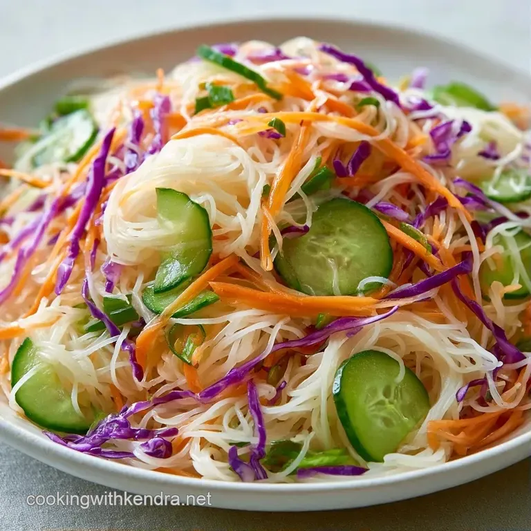 Neatly swirled white noodles topped with vibrant orange carrots and bright green cilantro in a ceramic bowl.