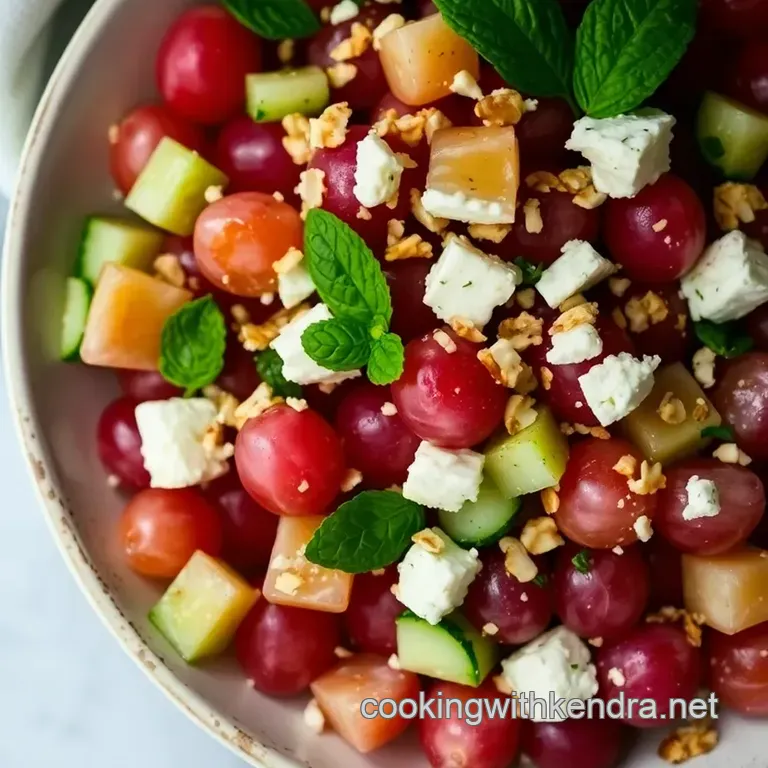 Radiant Pink Grape Salad with Honey-Lime Drizzle presentation