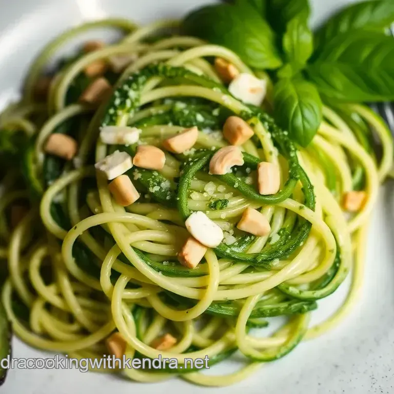 Raw Vegan Zucchini Noodles with Avocado Basil Pesto