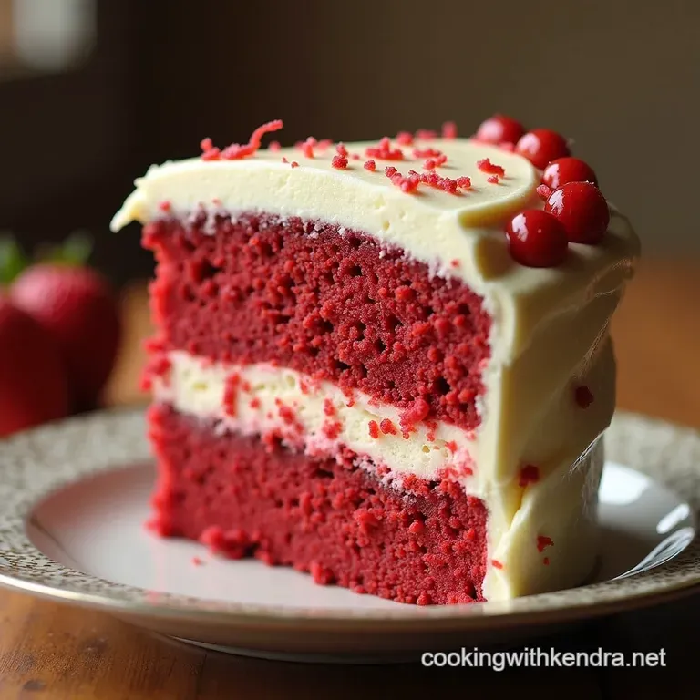 The Velvet Kiss Layered Red Velvet Cheesecake Swirl Cake presentation