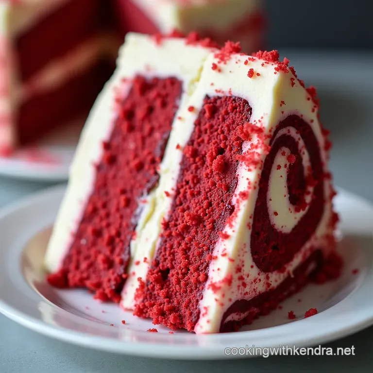 The Velvet Kiss Layered Red Velvet Cheesecake Swirl Cake