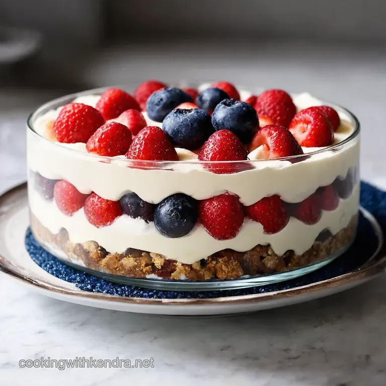 Red White and Blueberry Trifle presentation