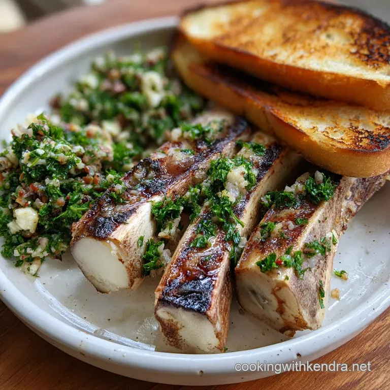Roasted Bone Marrow with Zesty Parsley-Caper Salad presentation