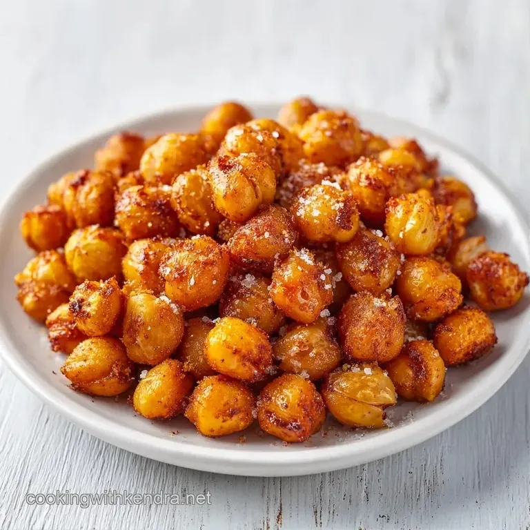 A neat pile of crisp, amber-colored legumes dusted with herbs, served in a white ceramic bowl with a side of dip.